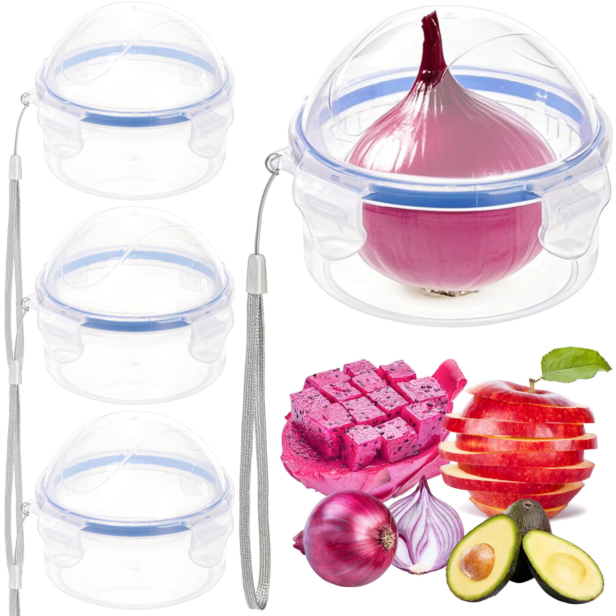 Eorbow onion storage container 4-pack with round roof keeps onions fresh