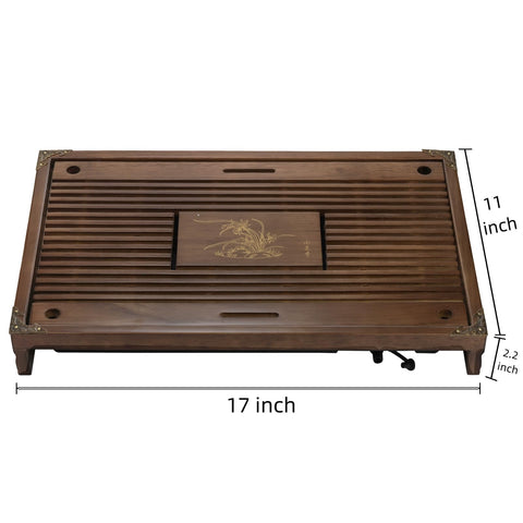 Eorbow tea tray with removable drawer and drainage hole for easy cleanup
