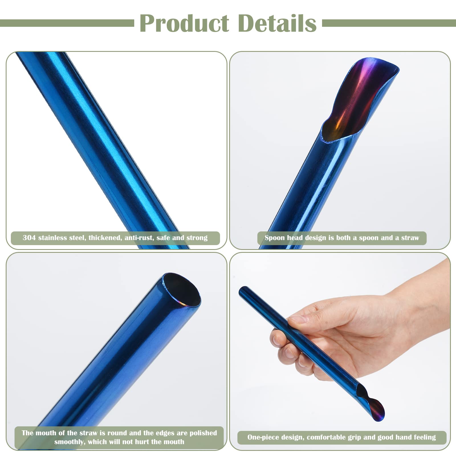 EORTA rose gold stainless steel straw with smooth surface for easy cleaning and tea or juice.