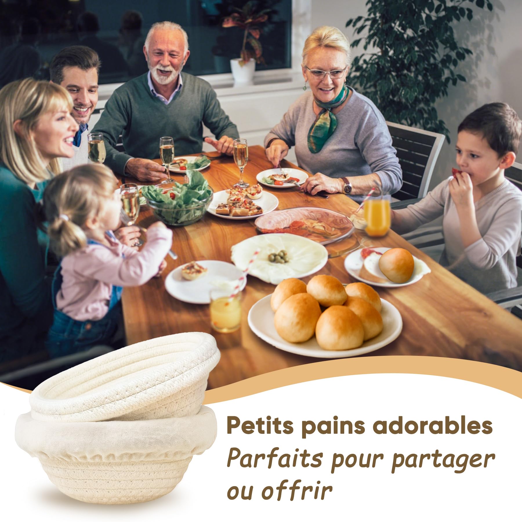Breathable linen liner reduces sticking for pristine mini loaves.