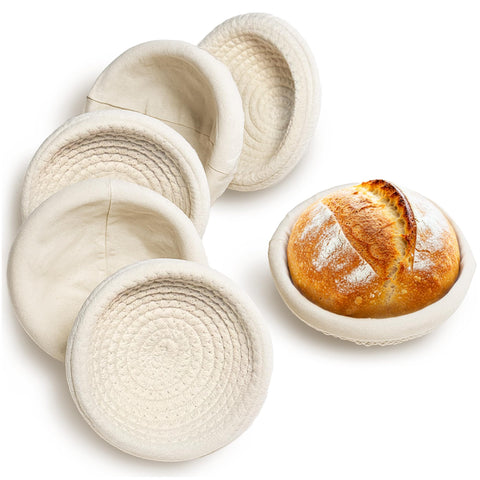 Eosify mini banneton basket shows a 5.5-inch diameter for small sourdough loaves.