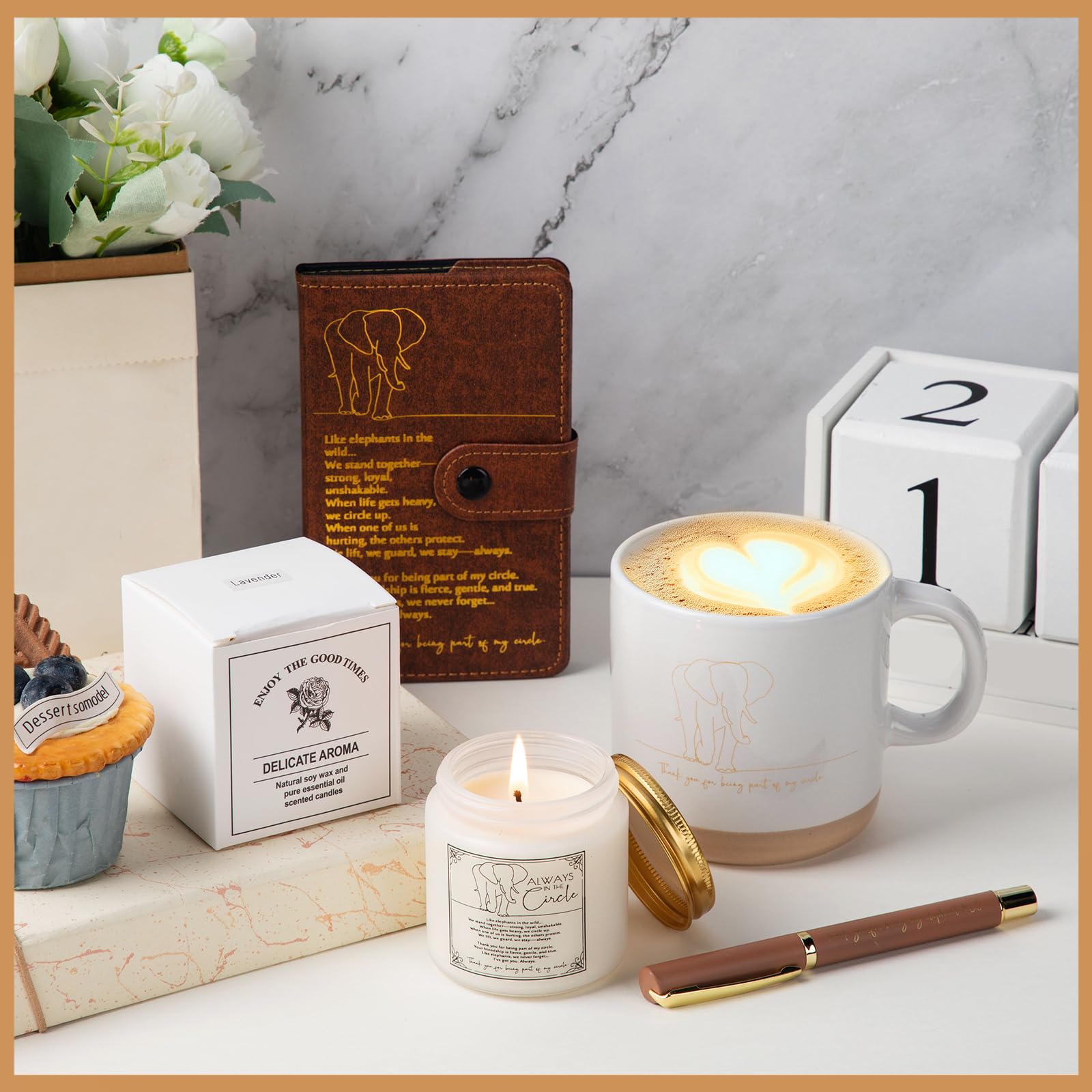 Epakh elephant aromatherapy candle—soothing lavender scent for a calm workspace.