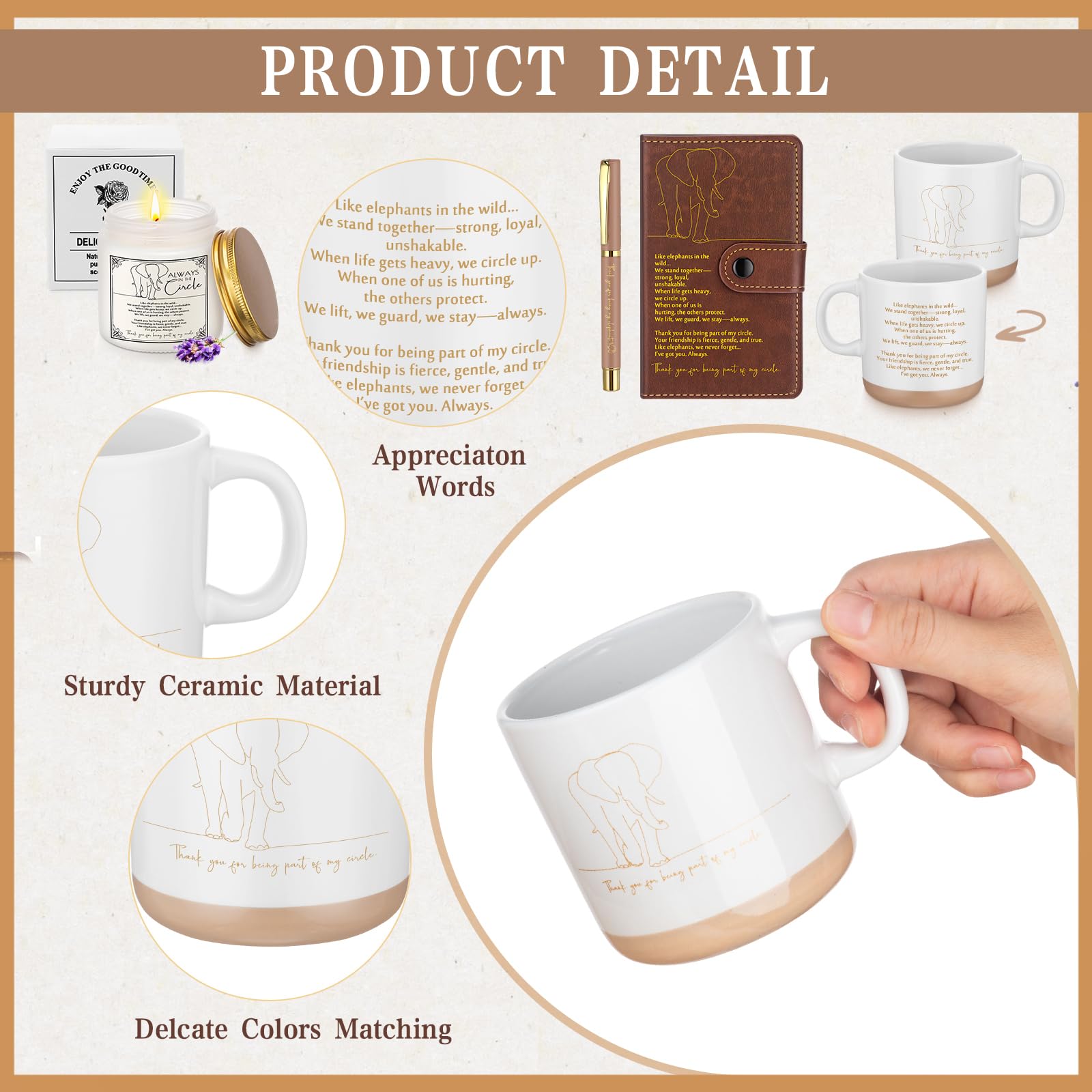 Epakh elephant ceramic mug—9 cm diameter for coffee, tea, or cozy beverages.