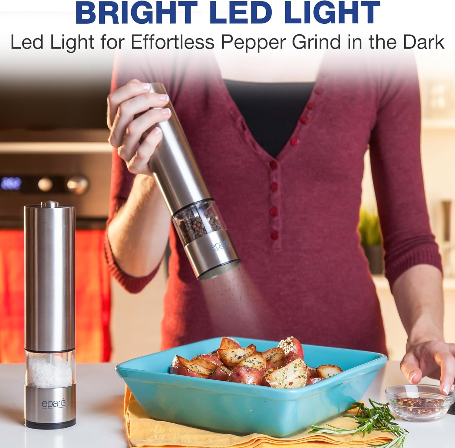 Eparé battery-operated grinder is cordless for versatile kitchen and table use