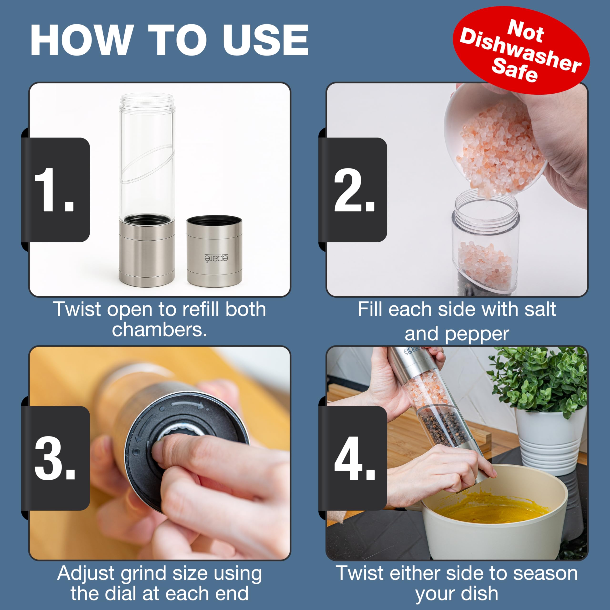 Eparé transparent windows aid quick refills during cooking