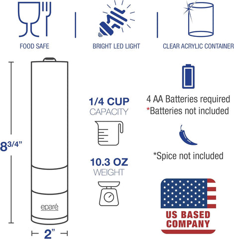 Eparé electric salt and pepper mill offers versatile seasoning across spices