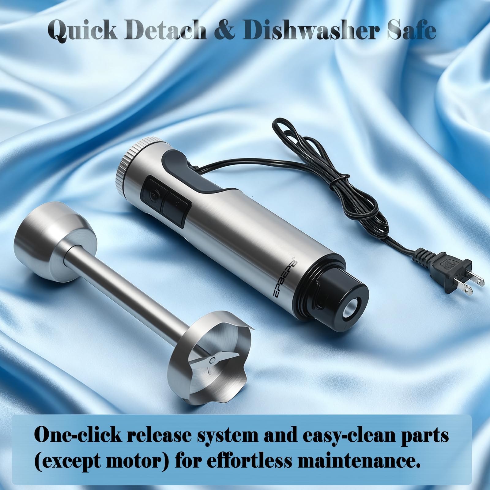 EPBEPB ergonomic grip provides comfortable, non-slip handling for longer blending.