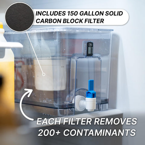 Epic Pure dispenser placed on fridge shelf for convenient access