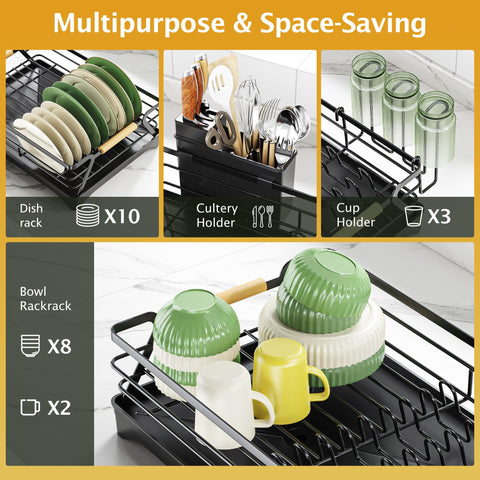 Epicano large-capacity rack holds plates and bowls to simplify daily kitchen cleanup.