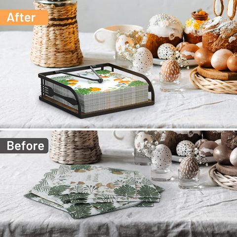 Epicano flat iron napkin holder blends industrial feel with everyday practicality.