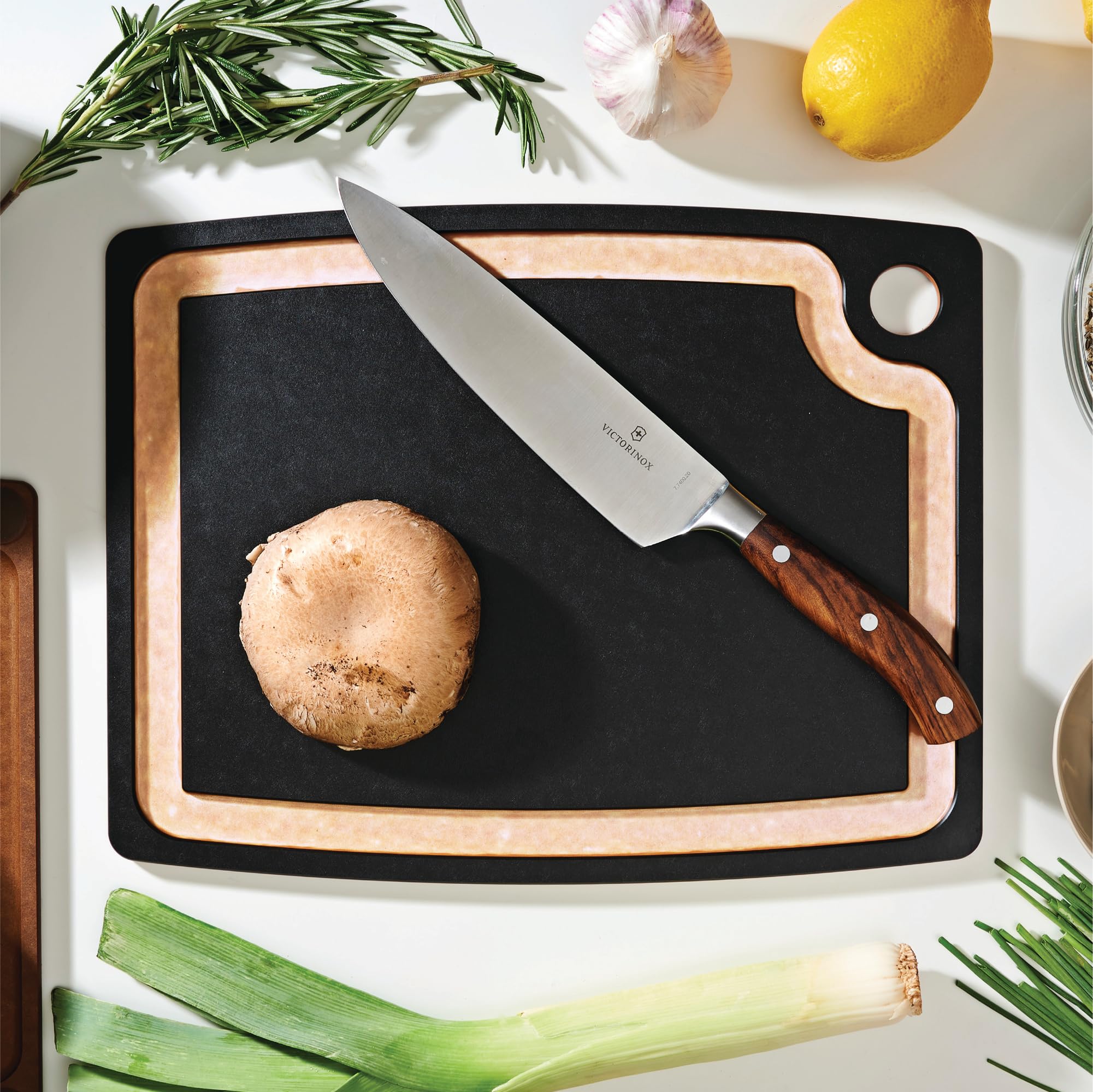 Epicurean Gourmet Series cutting board provides a large prep area for meals