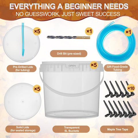 Epoacht Maple Syrup Tapping Kit with 32 ft tubing for a tidy sap line.