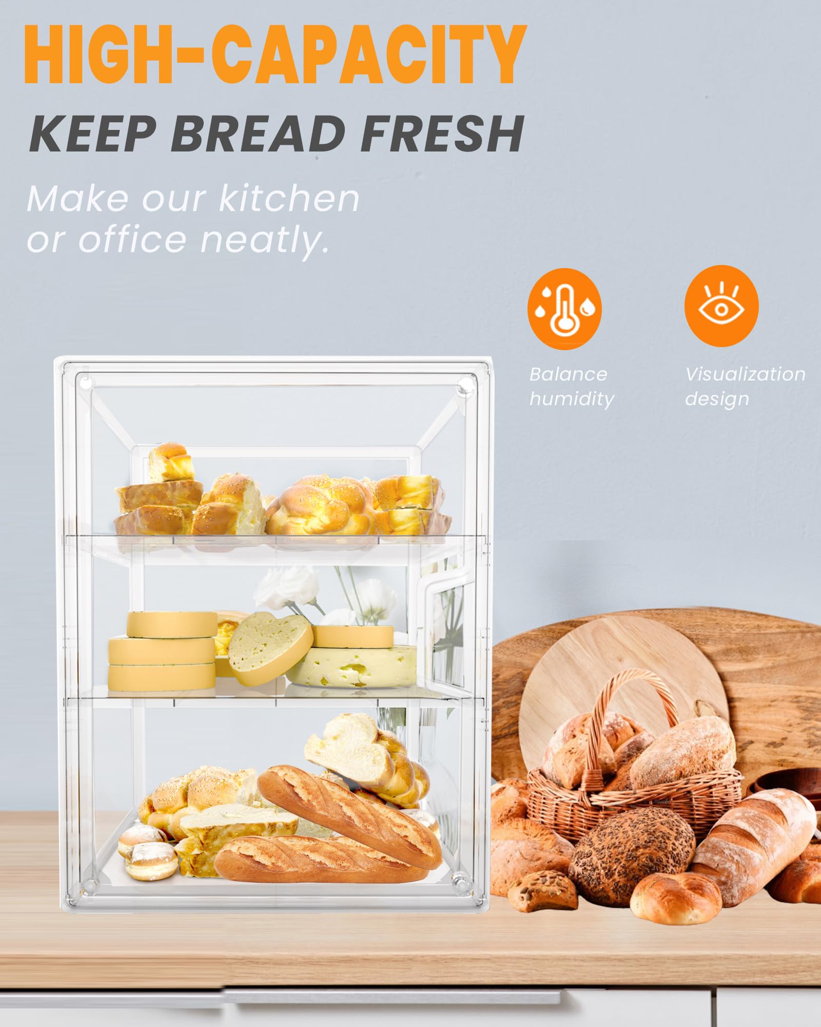 EPSUNORISE food grade materials used in clear bread box
