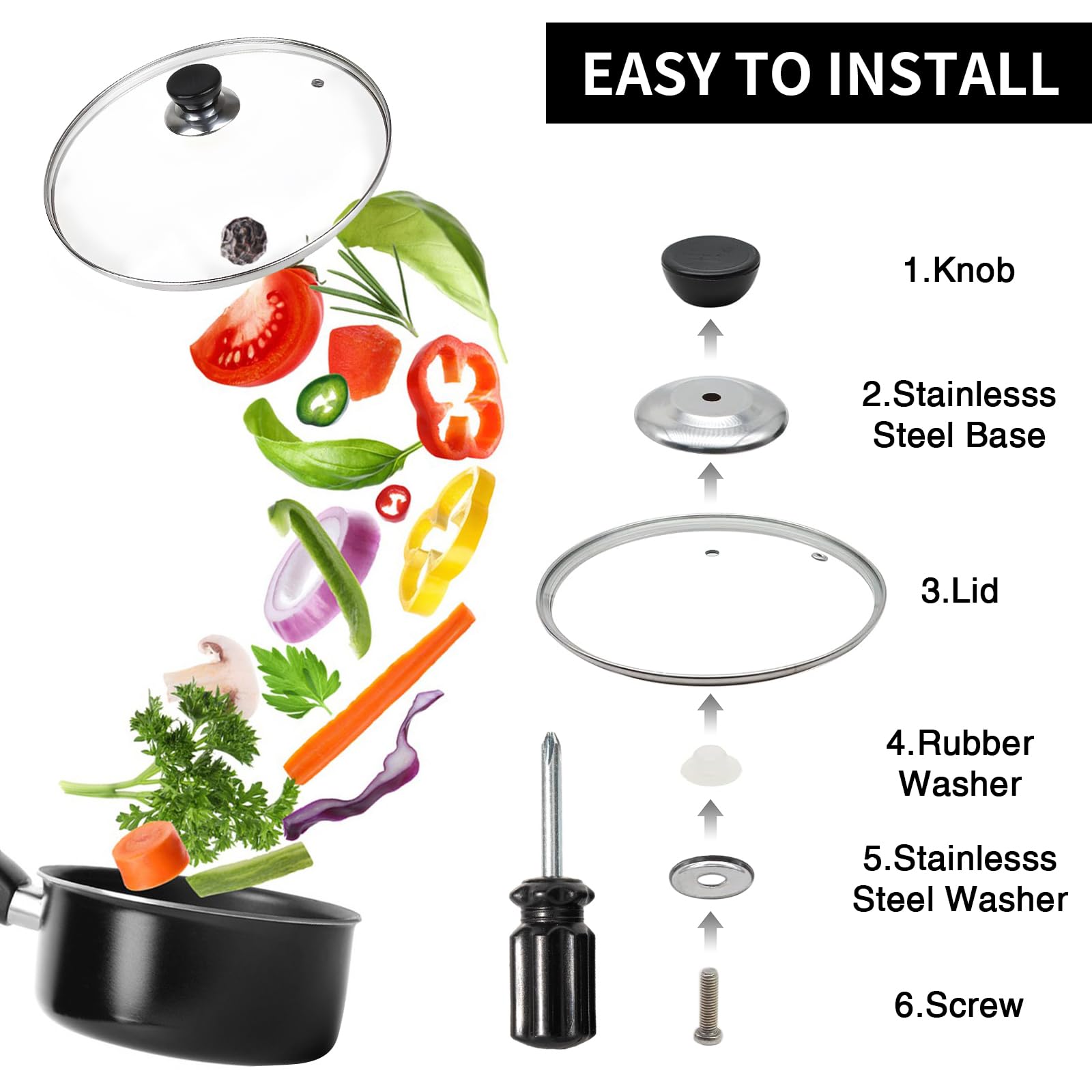 Eptcp pan lid cool-touch handle offers safe, comfortable grip during sautéing.