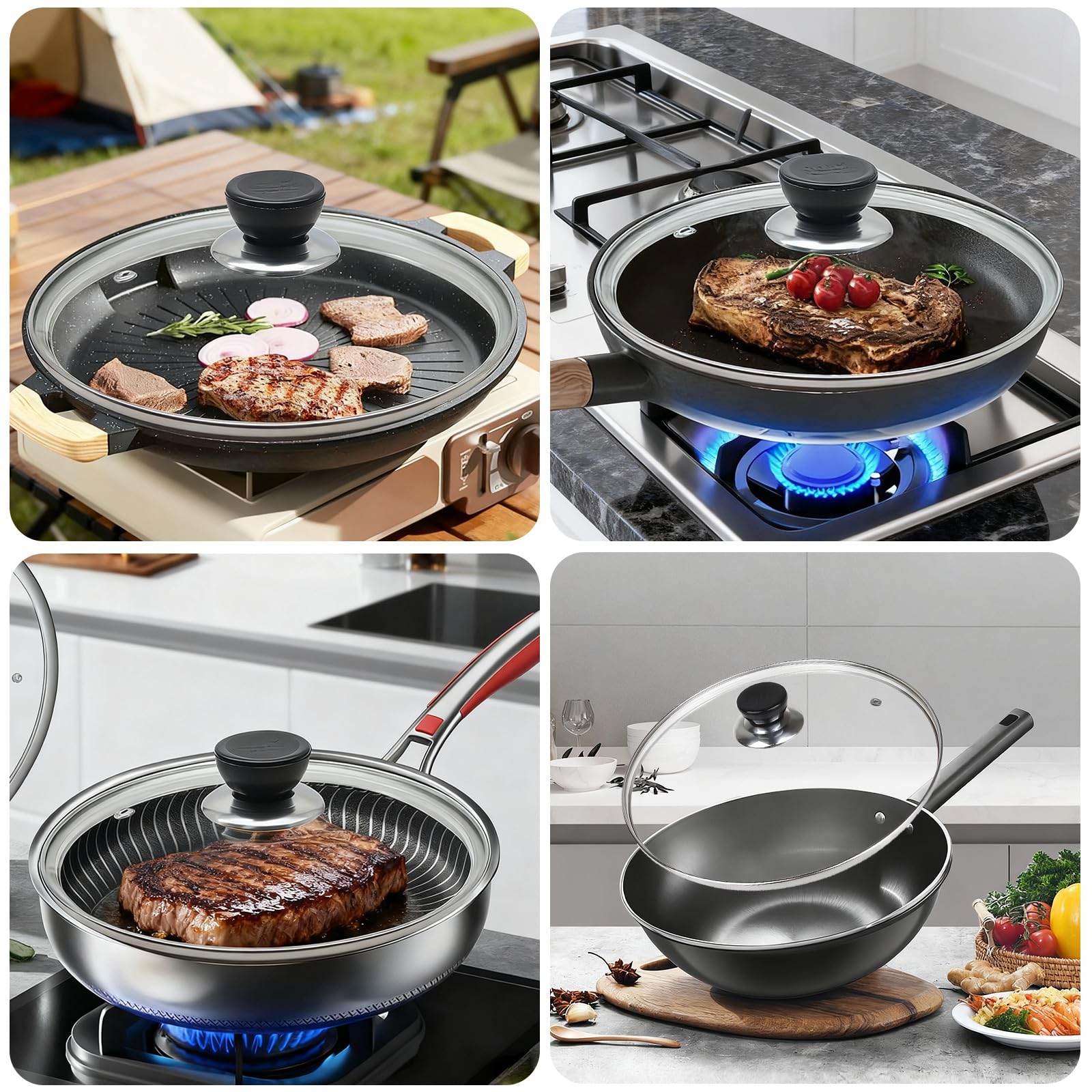 Eptcp 10-inch pan lid suitable for oven and stovetop use across skillets and woks.