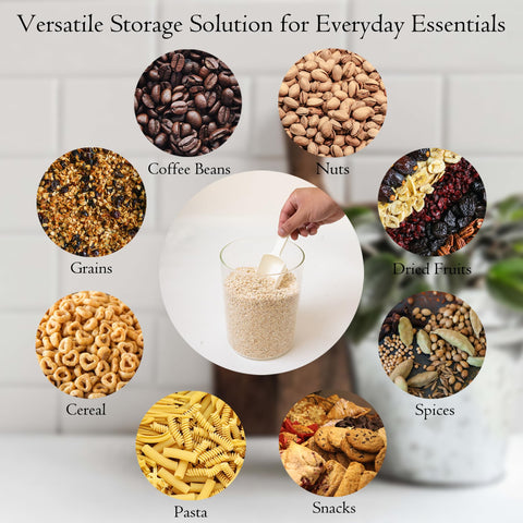 Transparent glass lets you see contents at a glance in your pantry.