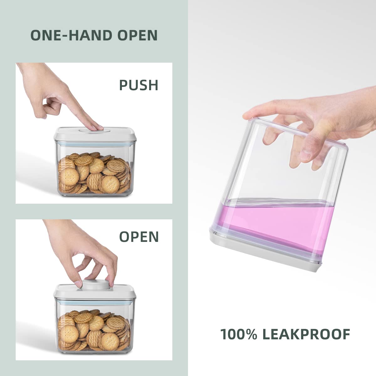 EQI 2.0qt pop airtight container showing stackable design to save space