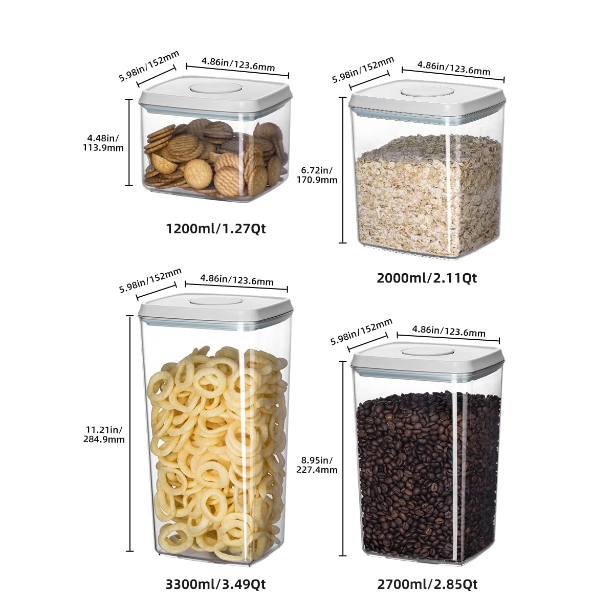 EQI stackable containers neatly organized on a kitchen shelf