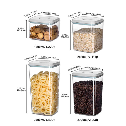 EQI stackable containers neatly organized on a kitchen shelf