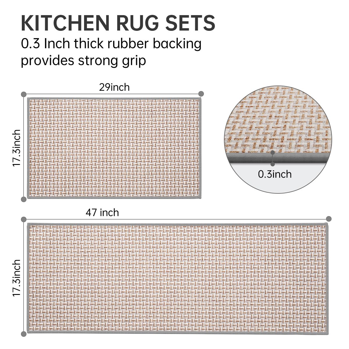 eqivei kitchen mat non-slip backing keeps you safe on smooth floors