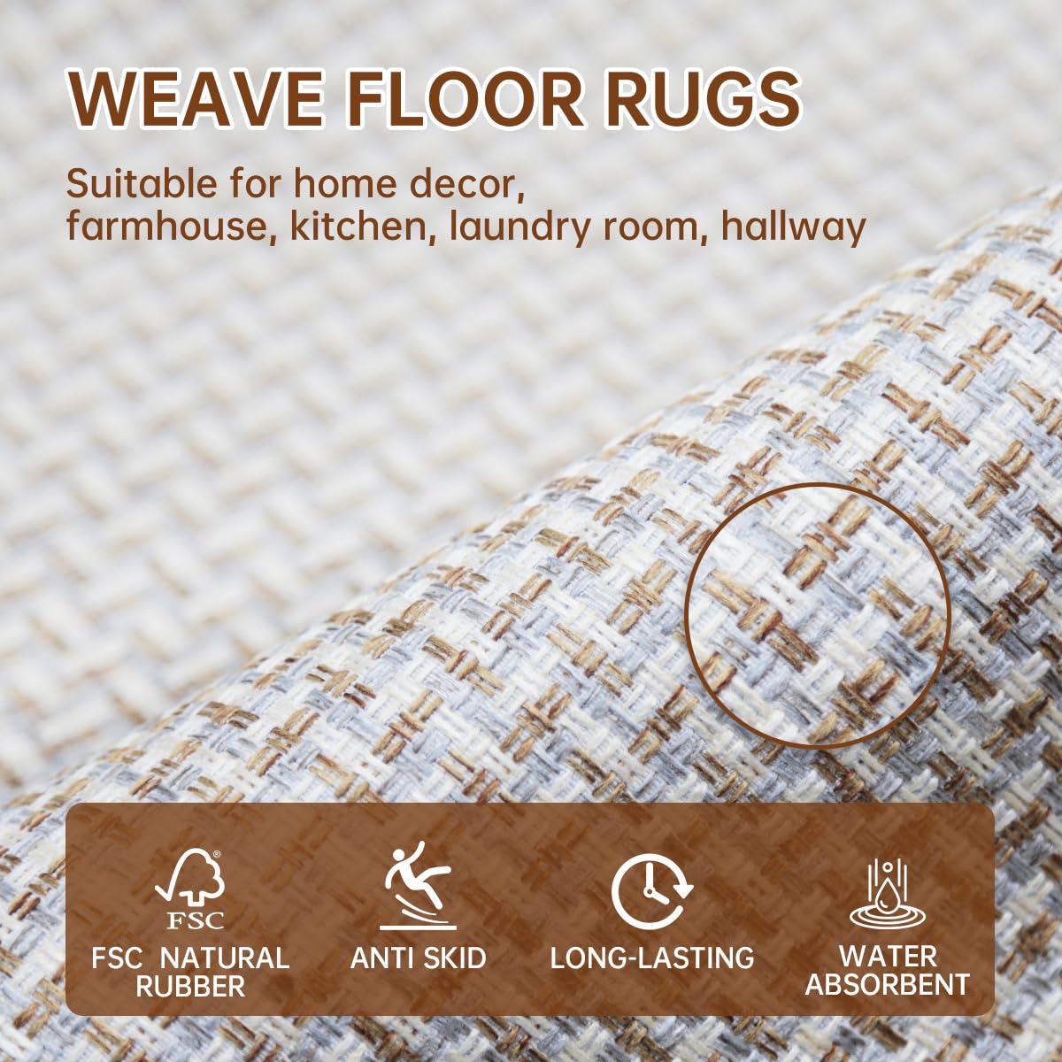 eqivei kitchen rug machine washable for easy cleaning after spills
