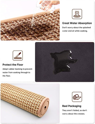 eqivei brown weave kitchen mat adds warm farmhouse style and durability