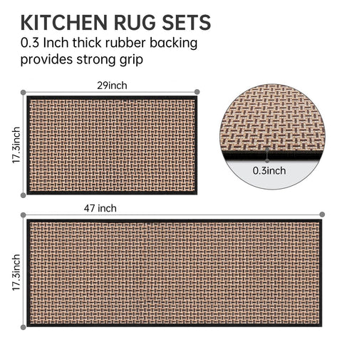 Eqivei kitchen rug with non-slip backing for safety on slick floors.
