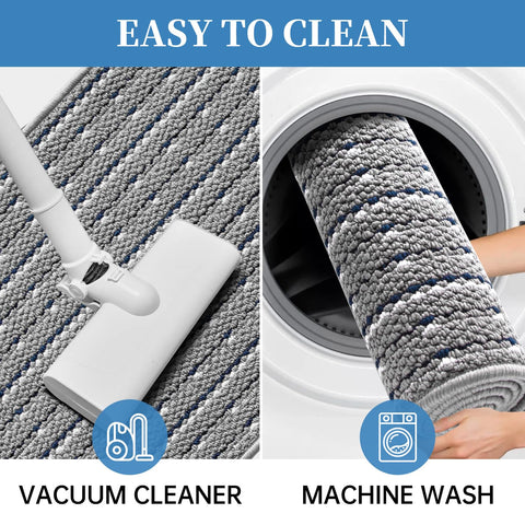 eqivei non-slip backing grips smooth floors.