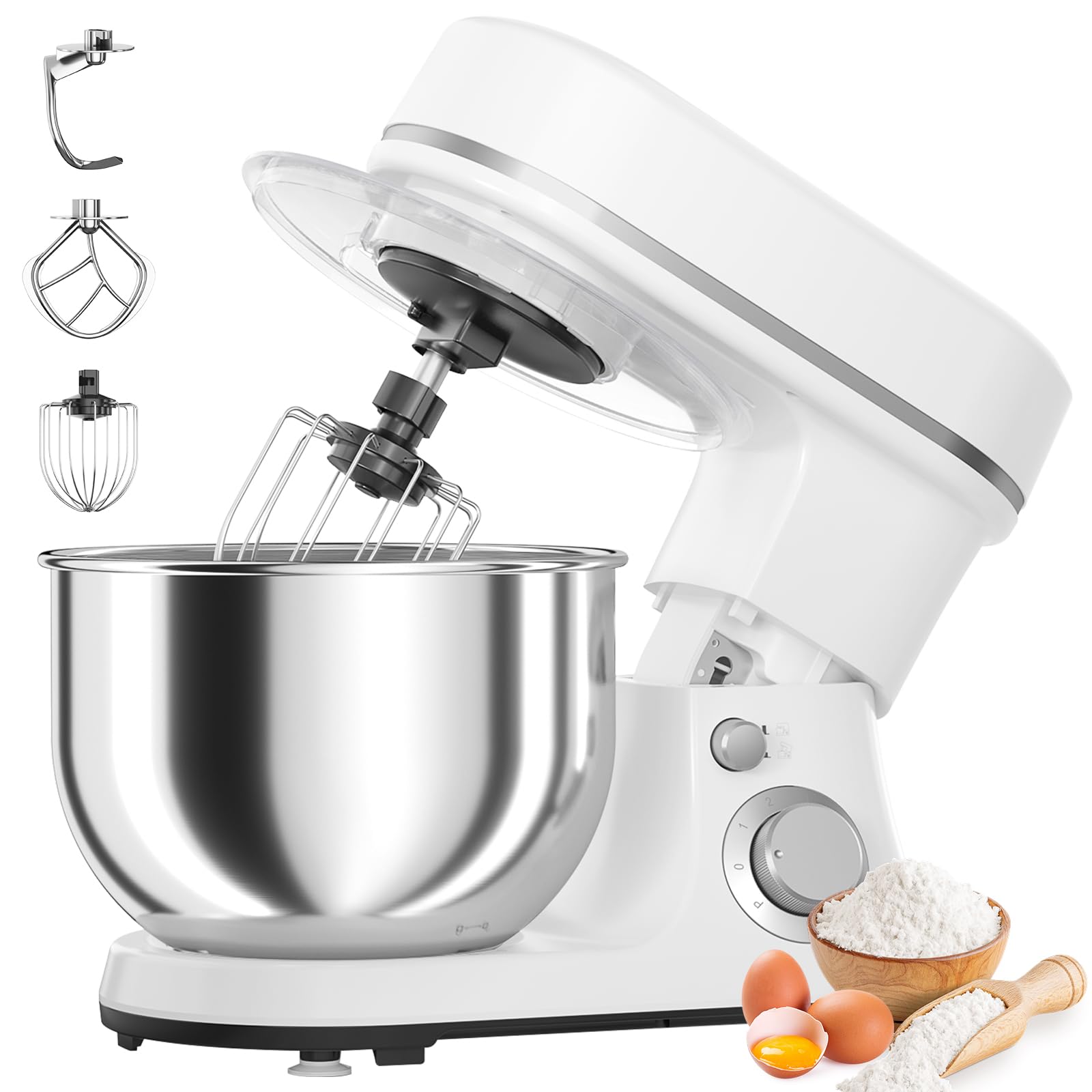 EQTLVFH 800W stand mixer top view shows powerful motor for smooth dough prep