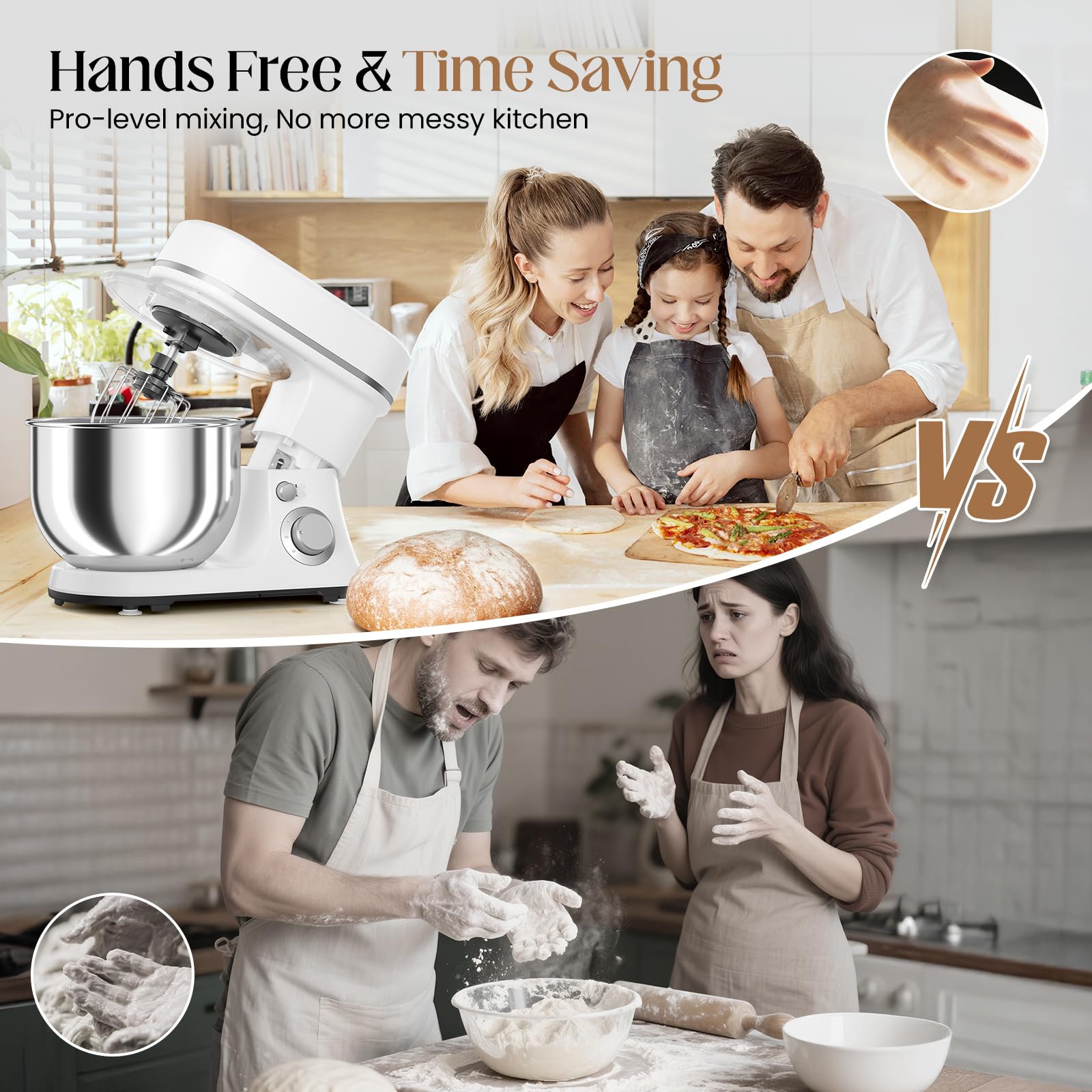 EQTLVFH dough hook attached for bread dough kneading and even texture