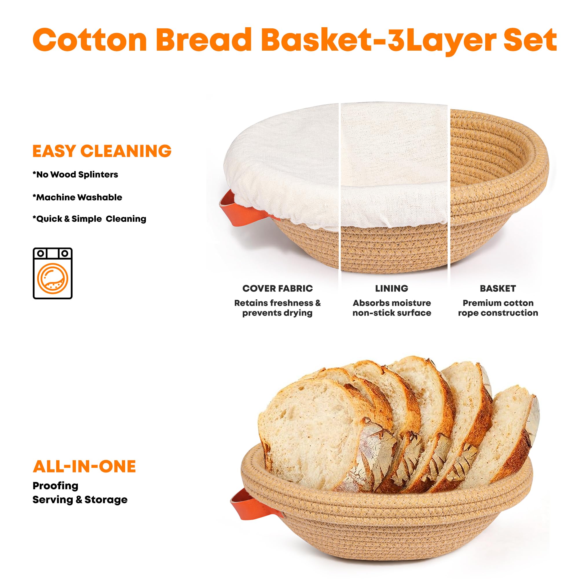 ERABAY Thick liner keeps dough clean and easy to wash.