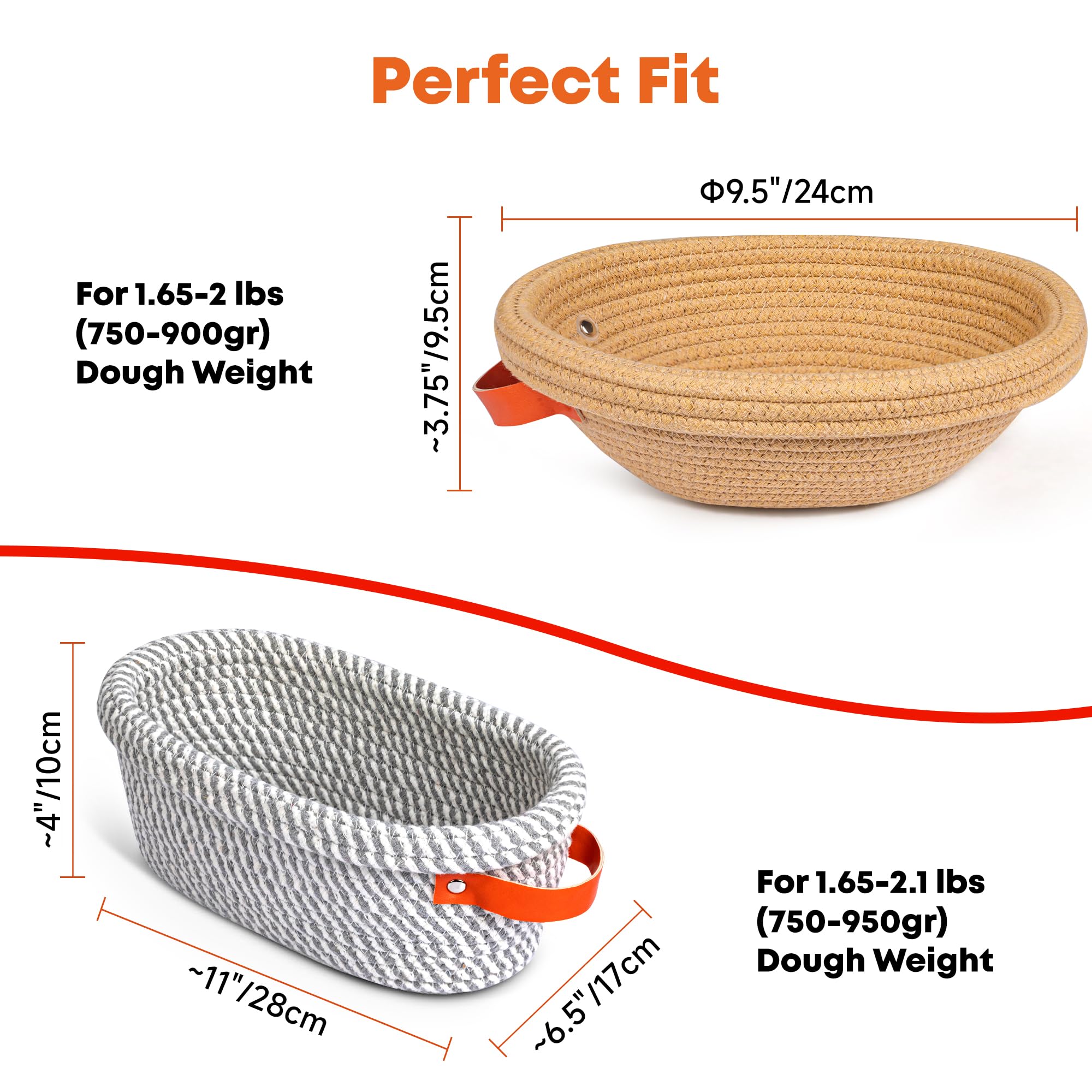 ERABAY Bread proofing kit with liner and cover for versatile baking prep.