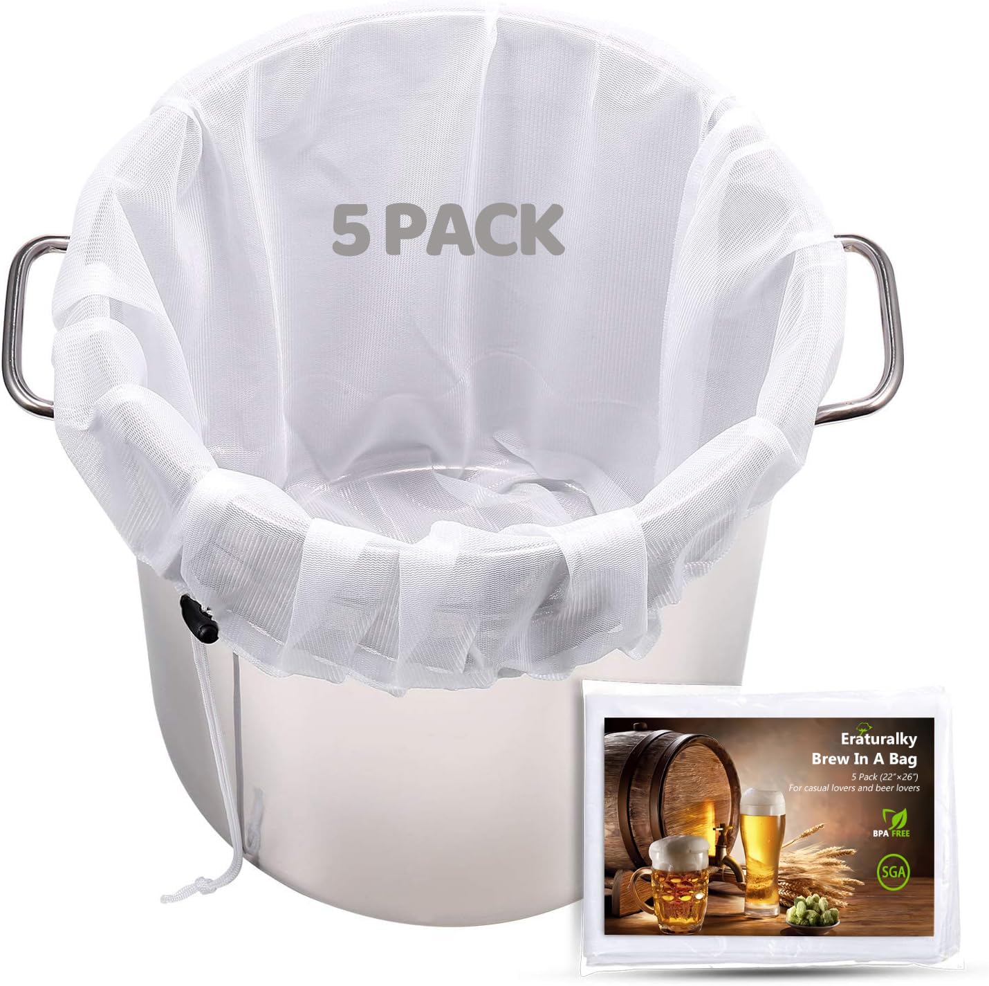 Eraturalky brew bags extra large 26x22 for all grain brewing efficiency.