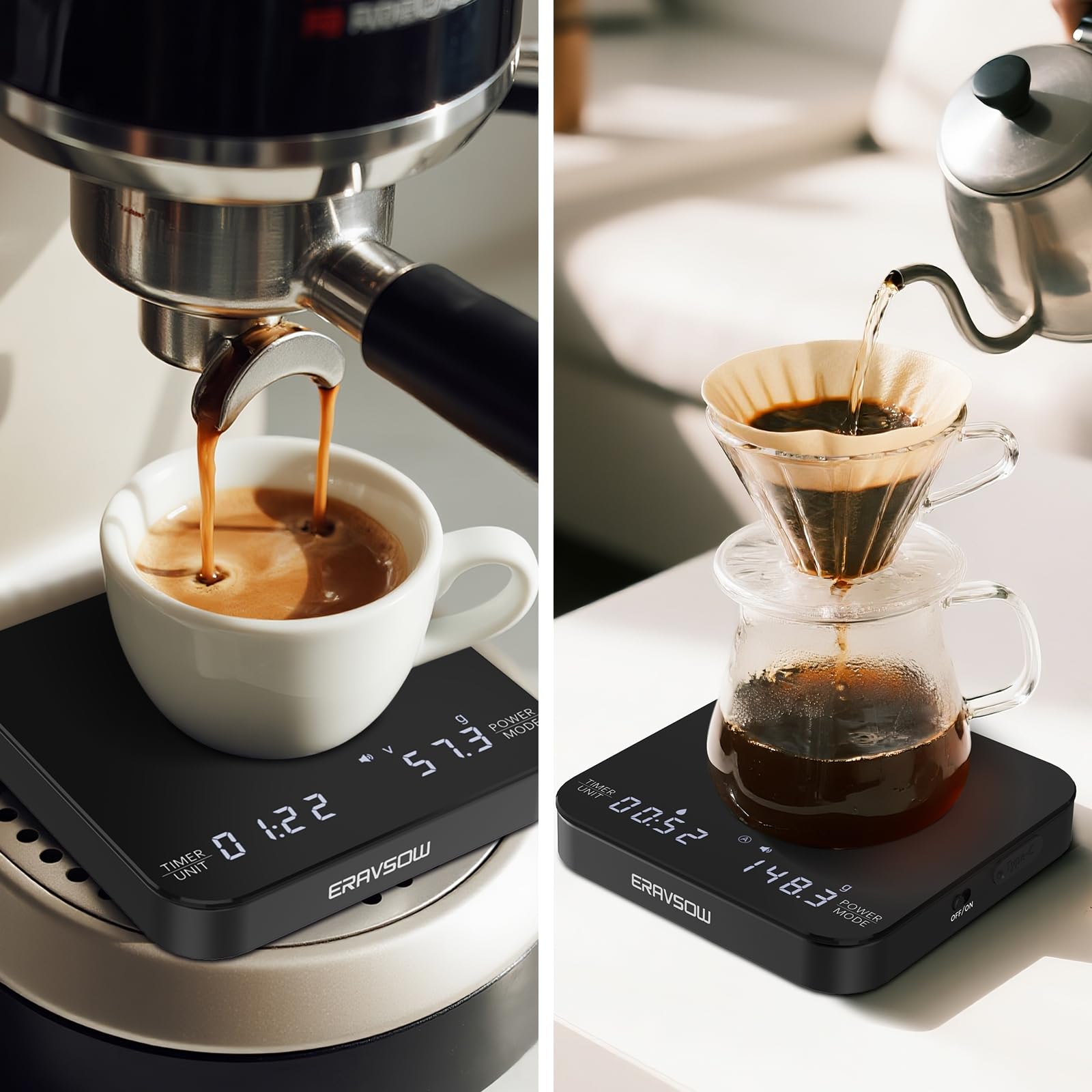 ERAVSOW detachable silicone pad protects surfaces during hot brewing.