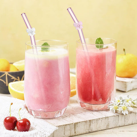 Eremaoy pink bow glass straw hot and cold use with ease