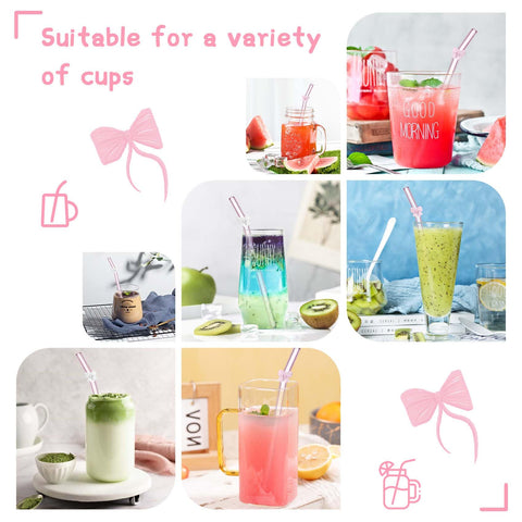 Eremaoy pink bow glass straw packaging—great gift-ready presentation