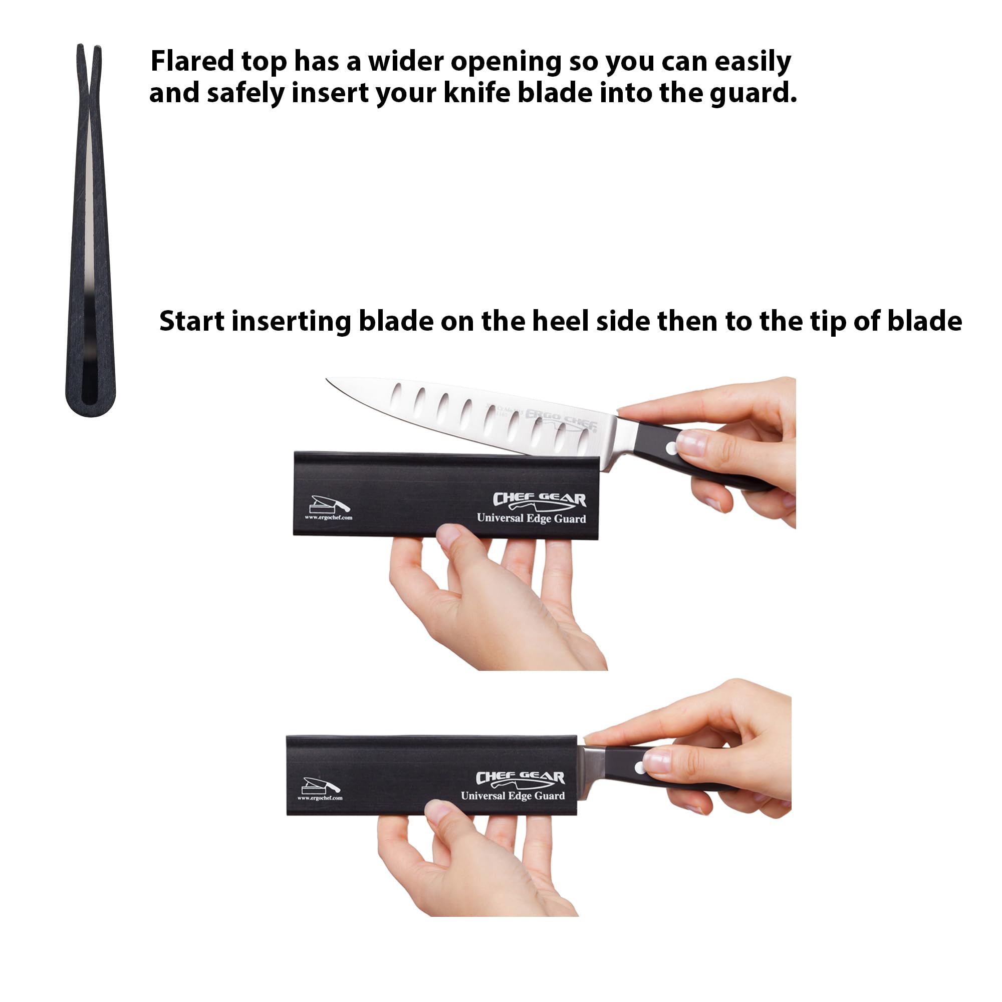 Ergo Chef orange edge guard for 8-inch carving or bread knife protects edges during transport.