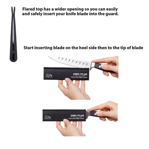 Ergo Chef orange edge guard for 8-inch carving or bread knife protects edges during transport.