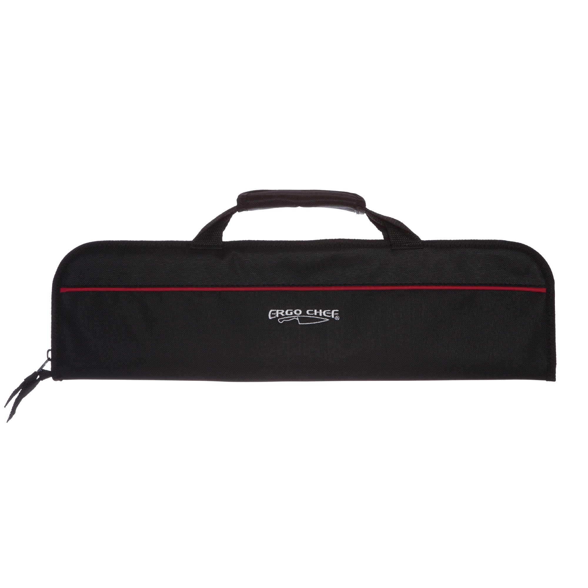 Ergo Chef knife case roll bag exterior in black, portable for on-the-go chefs