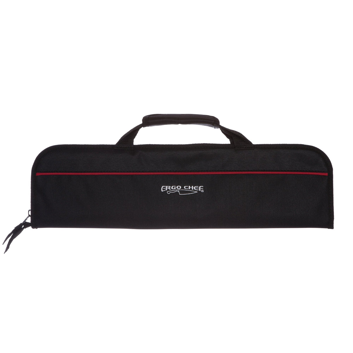 Ergo Chef knife case roll bag exterior in black, portable for on-the-go chefs