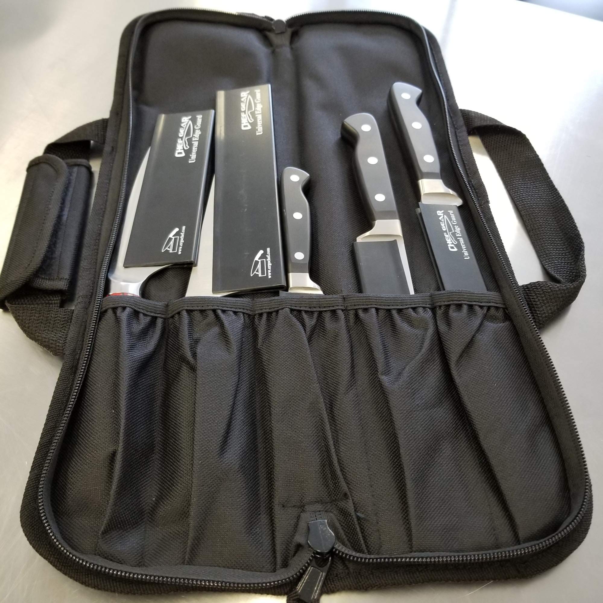 Ergo Chef knife case roll carry handle and name tag area for quick ID