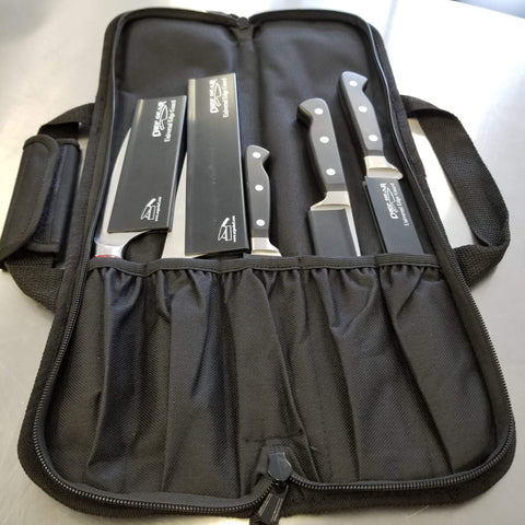 Ergo Chef knife case roll carry handle and name tag area for quick ID