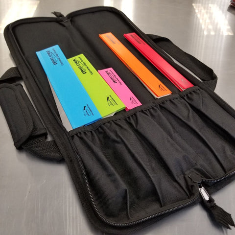 Ergo Chef knife case roll uses two zippers for quick secure closure