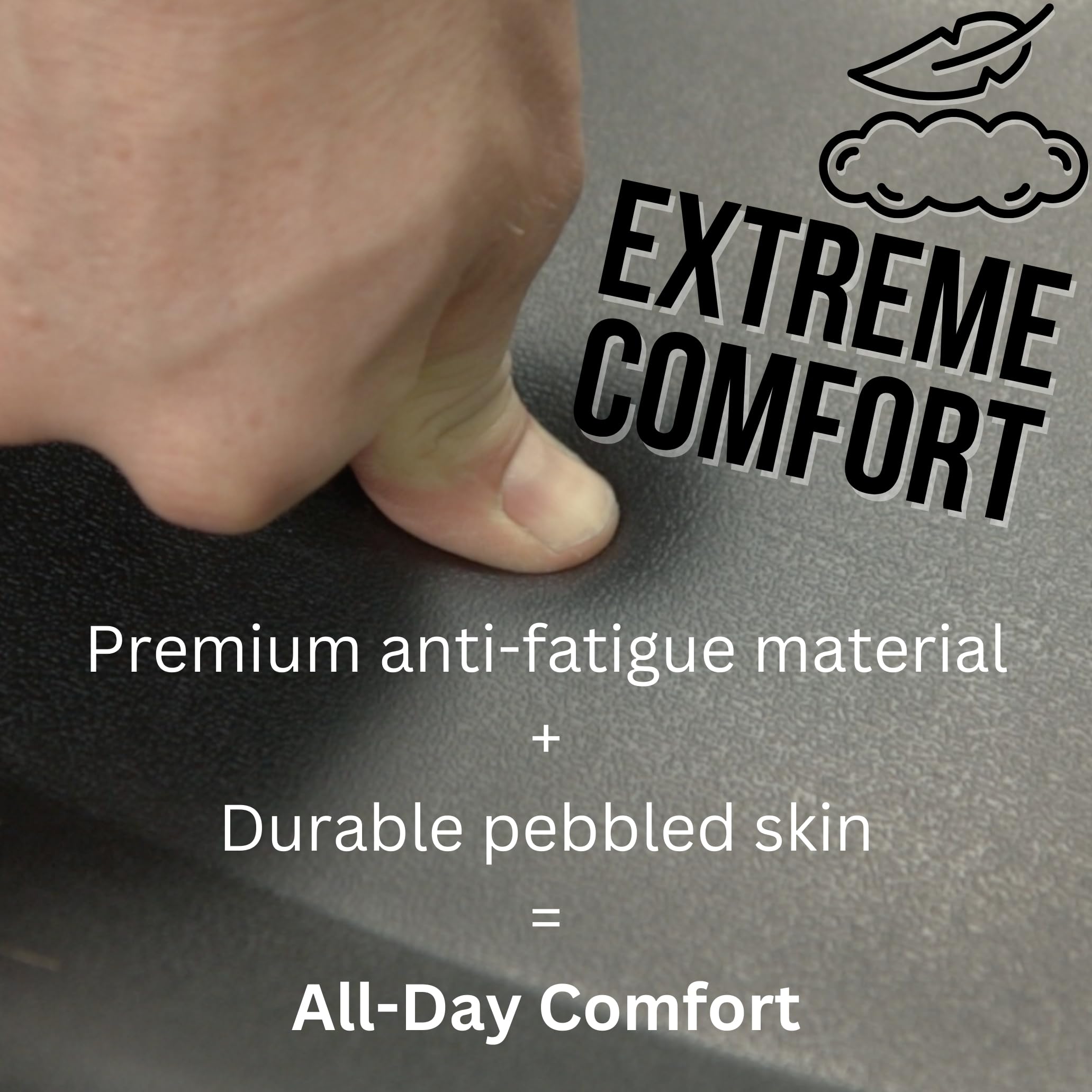 Ergodriven Topo Comfort Mat side angle highlighting cushioned yet firm surface.