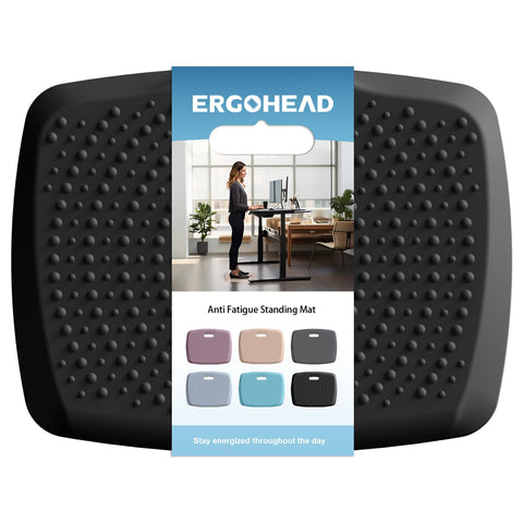 Ergohead anti-fatigue kitchen mat provides cushioned comfort for long cooking sessions.