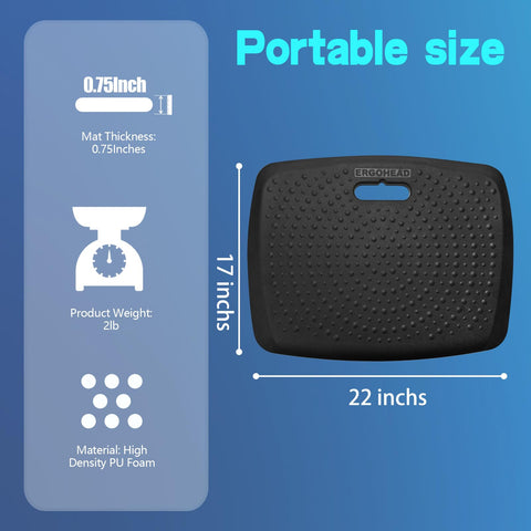 Ergohead built-in-handle mat enables quick transport and simple storage.