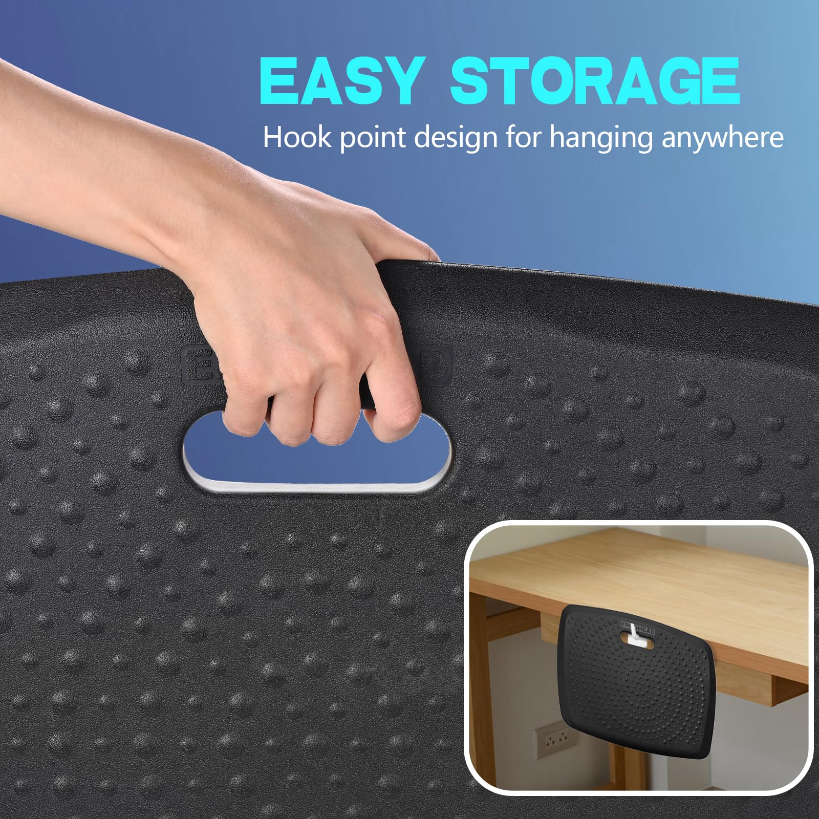 Ergohead comfort-cushioning delivers soft support during long kitchen or office sessions.