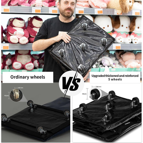 EROBSKJ foldable rolling tote stores compactly when not in use.