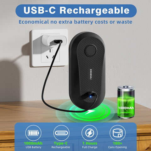 EROBSKJ USB-C rechargeable can opener offers cordless convenience for busy kitchens