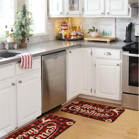 Erweicet Christmas Kitchen Rug Sets indoor and outdoor use for holidays